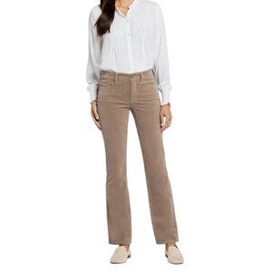 NYDJ Marilyn Corduroy Straight Leg Pants in Saddlewood Beige Camel. Size 12